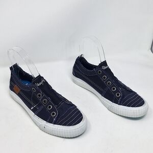 Blowfish Malibu Buzz Pure Navy Hipster Smoked Twill Mesh Slip On Sneaker